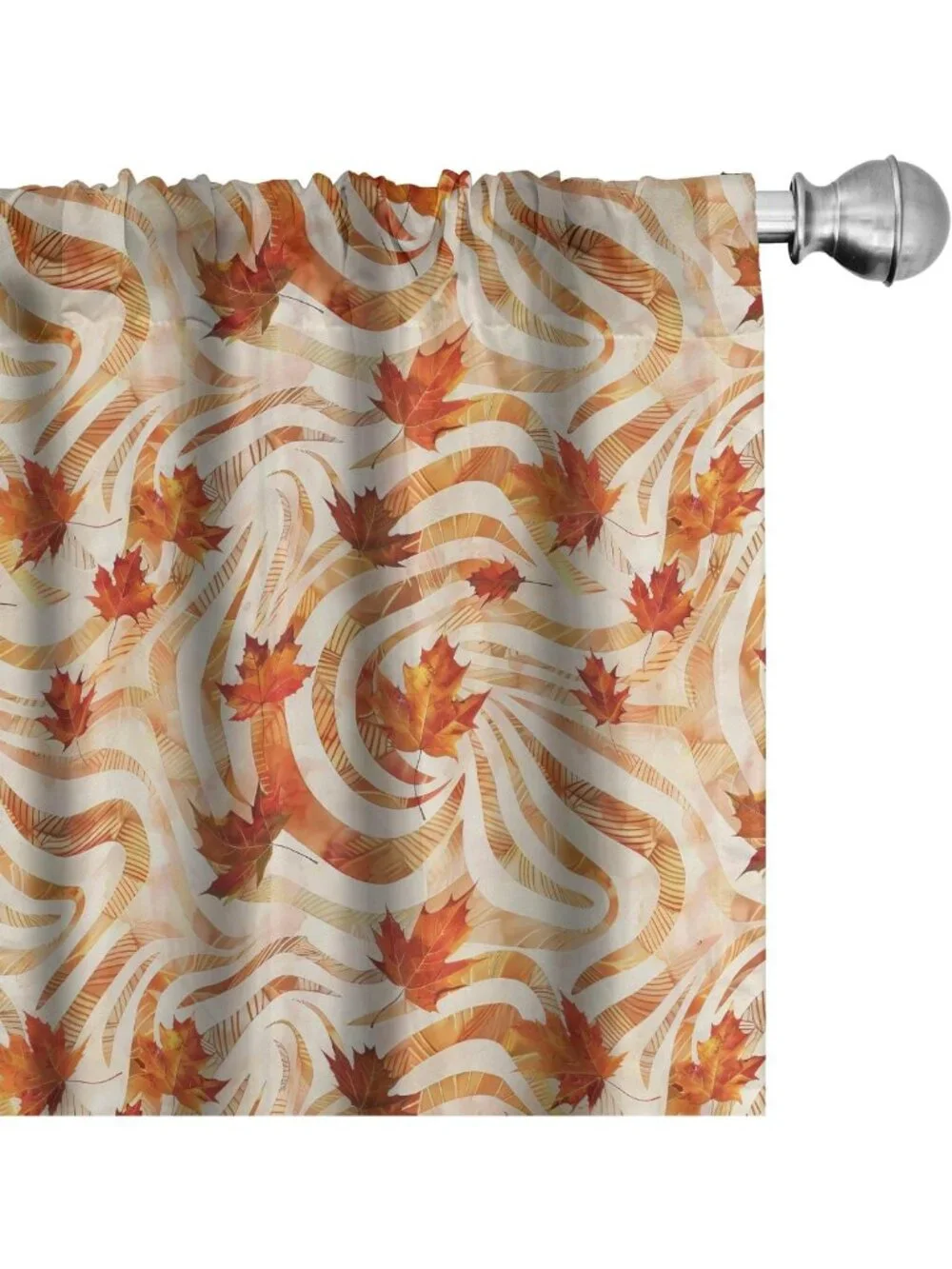 Autumn Window Curtains Set of 2, Lightweight Rod Pocket Panels, Fall Leaves